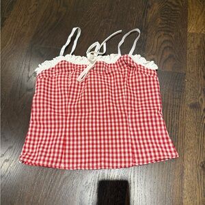 Red and White Gingham Crop Top